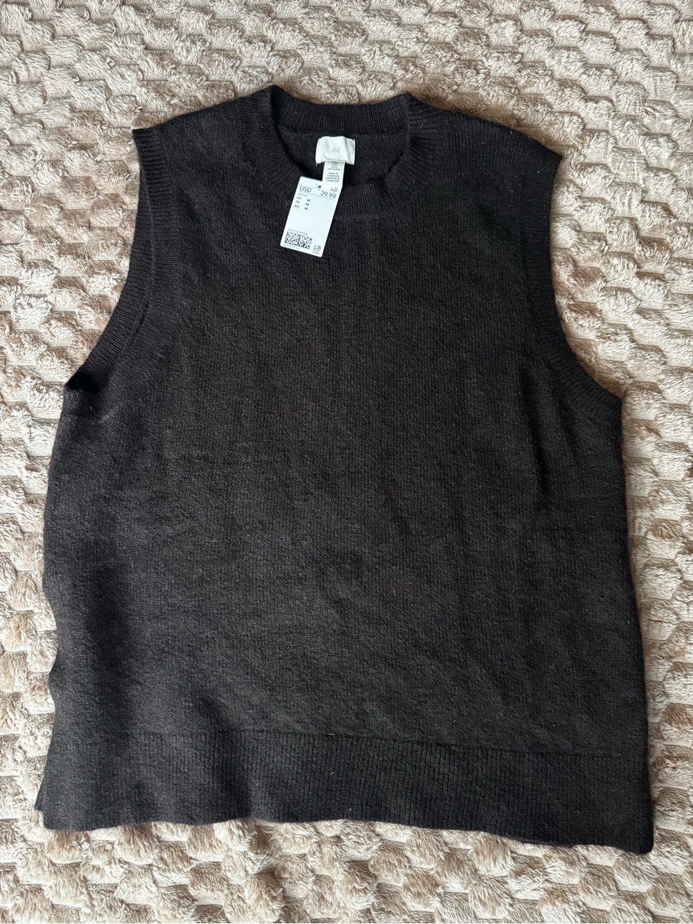 H&M Dark Brown Sweater Vest Medium Knit Sleeveless